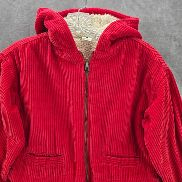 Crazy 8 Red Hood Fleece Sherpa Zip Cotton Pea Coat Jacket Girls Youth S Small - Picture 3 of 8